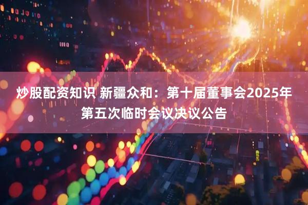 炒股配资知识 新疆众和：第十届董事会2025年第五次临时会议决议公告